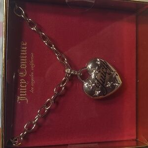 NWT Juicy Couture Silver Heart Necklace with Star Accents